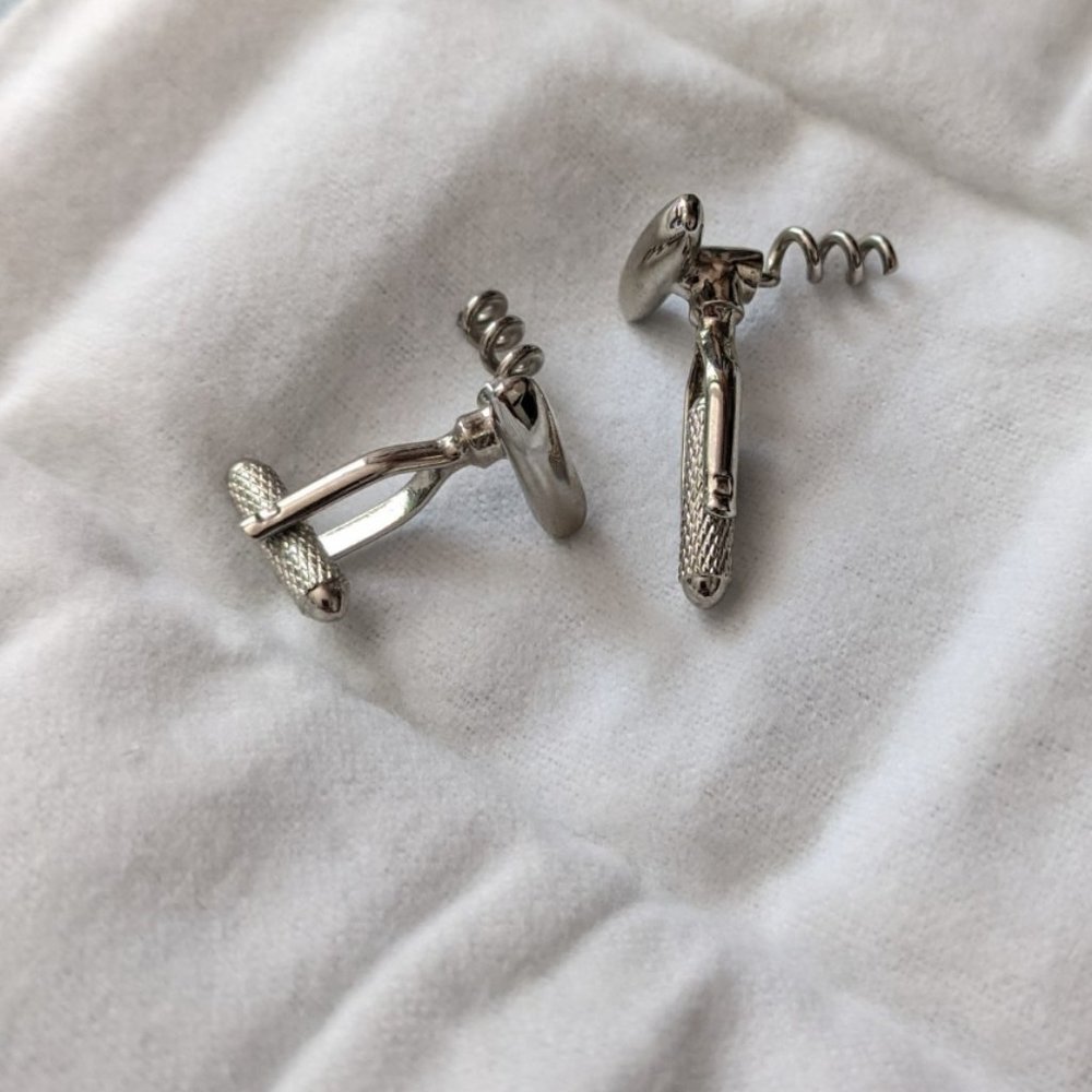 Chrome Corkscrew Cufflinks